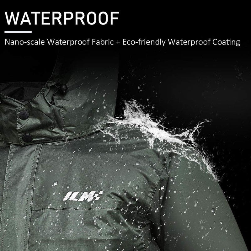 ILM Motorcycle Rain Suit for Men Waterproof Resistant Raincoat 6 Pockets 2 Pieces Packable Rainwear Jacket and Pants Model RS02 - Image 2